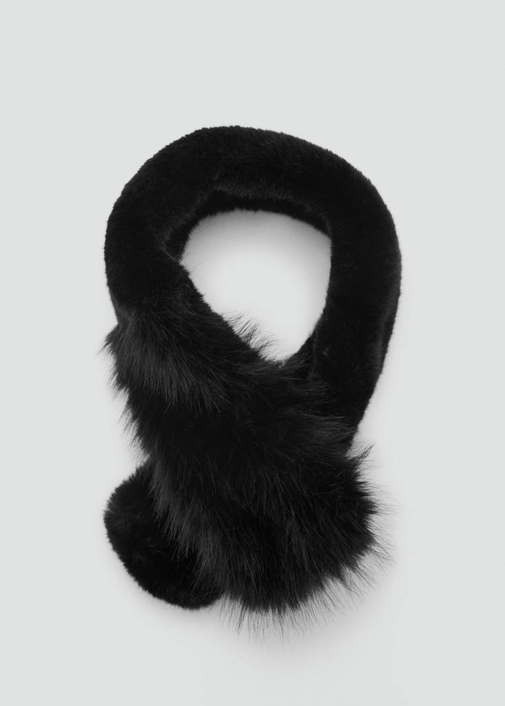 MANGO TEEN - Écharpe imitation fourrure noir - Taille unique - Fille Teen