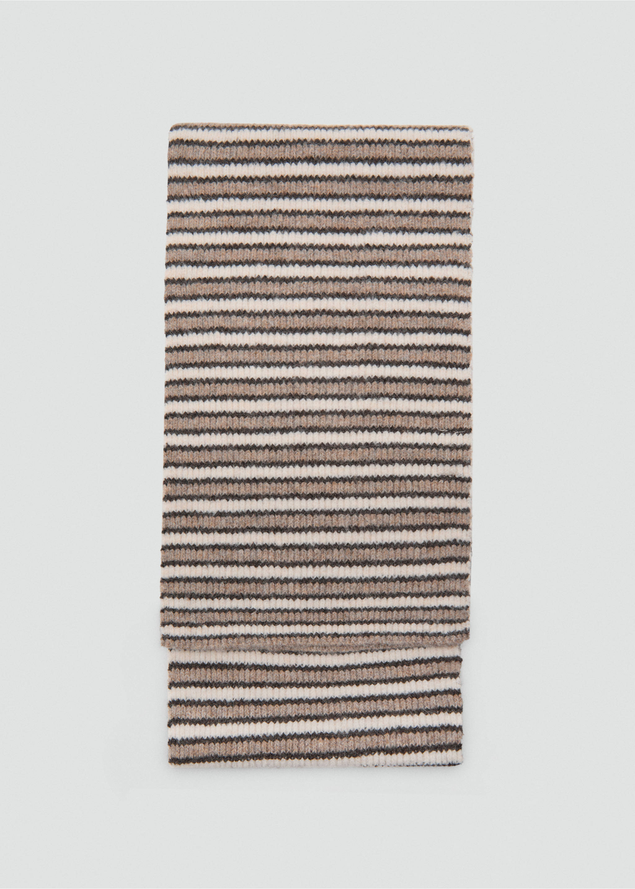 Striped knit scarf - Article without model, Brown. Ref: 17026002-00.