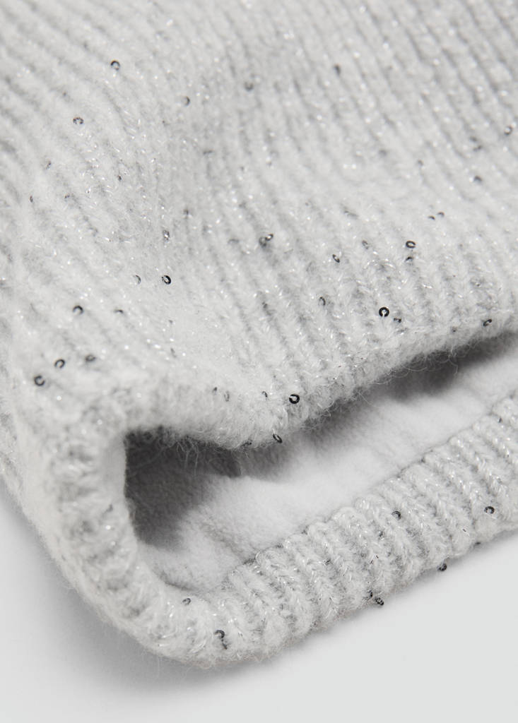 Knitted scarf with sequins — Grey