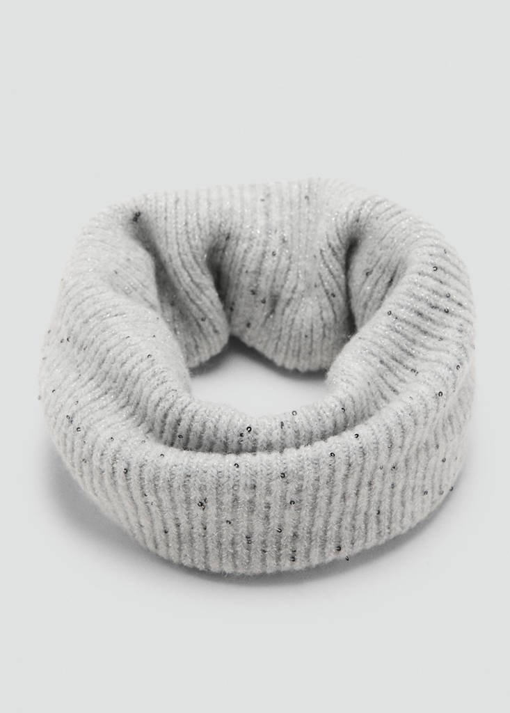 Knitted scarf with sequins — Grey
