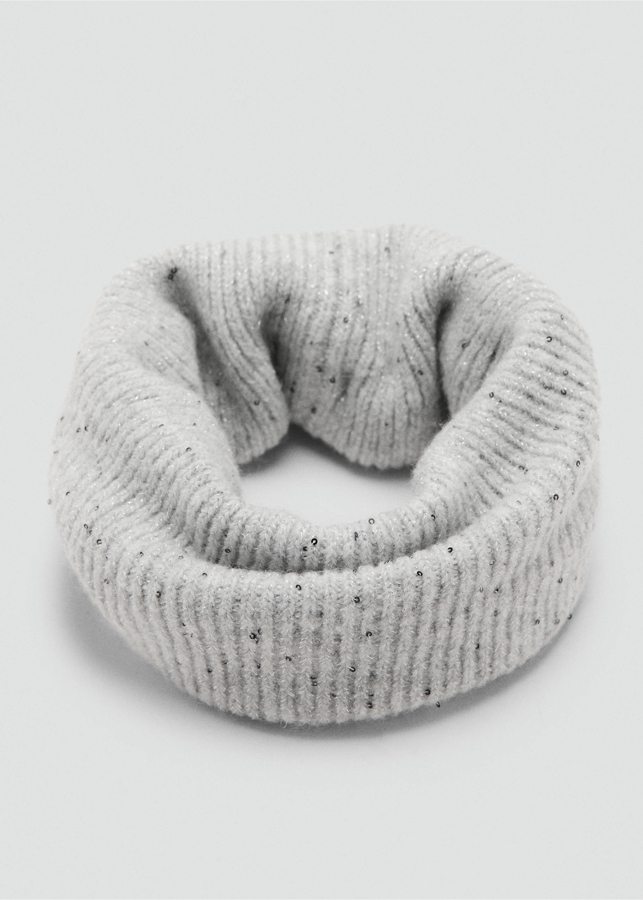 Вязаный шарф с пайетками - Деталь изделия 1, Серый. Ref: 17026003-00.