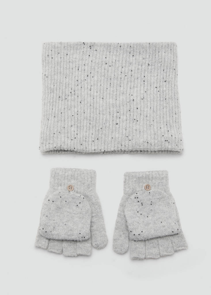 Knitted scarf with sequins — Grey
