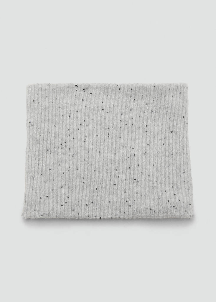 Knitted scarf with sequins — Grey