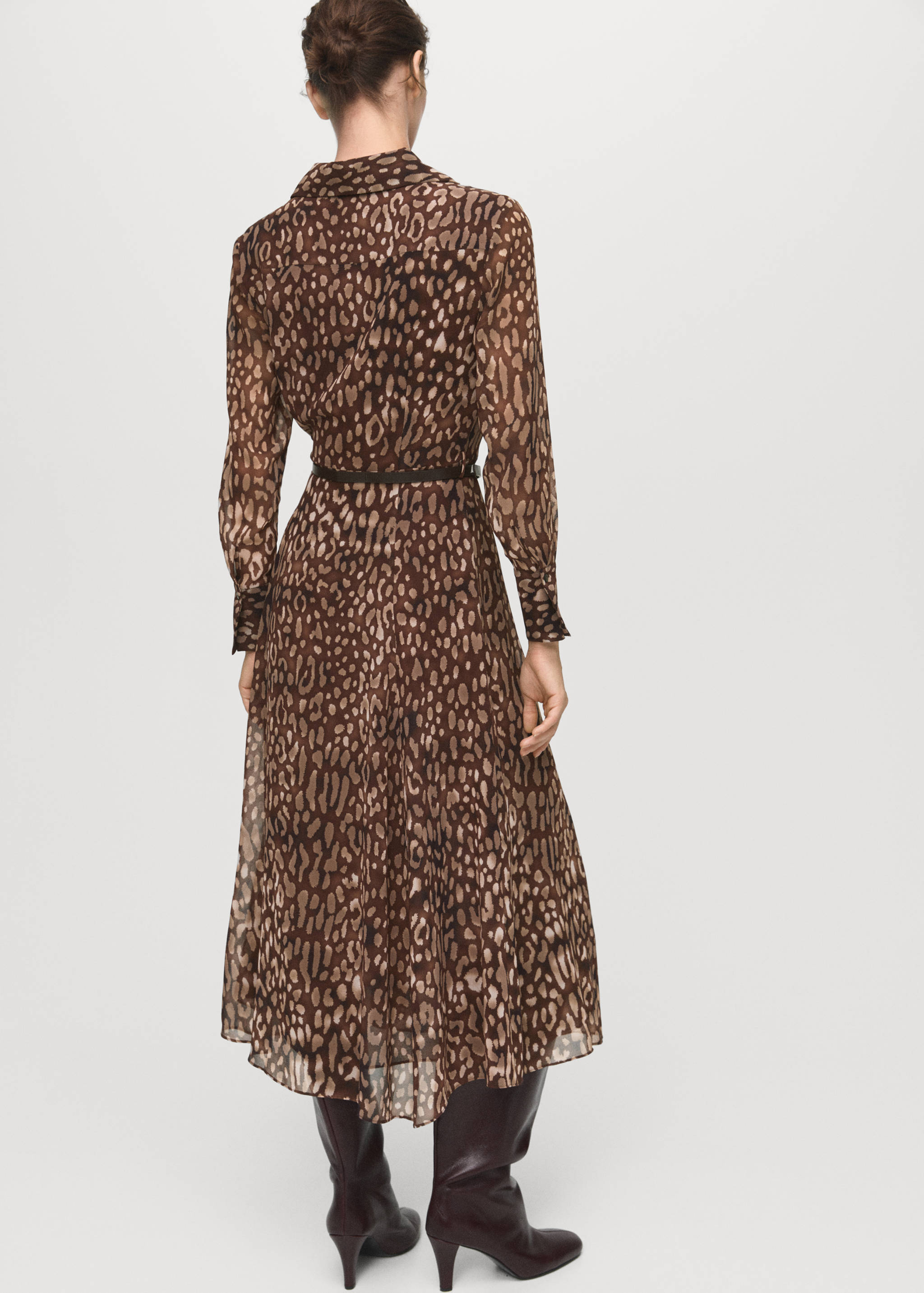 Leopard-print shirt dress with belt - Reverse of the article