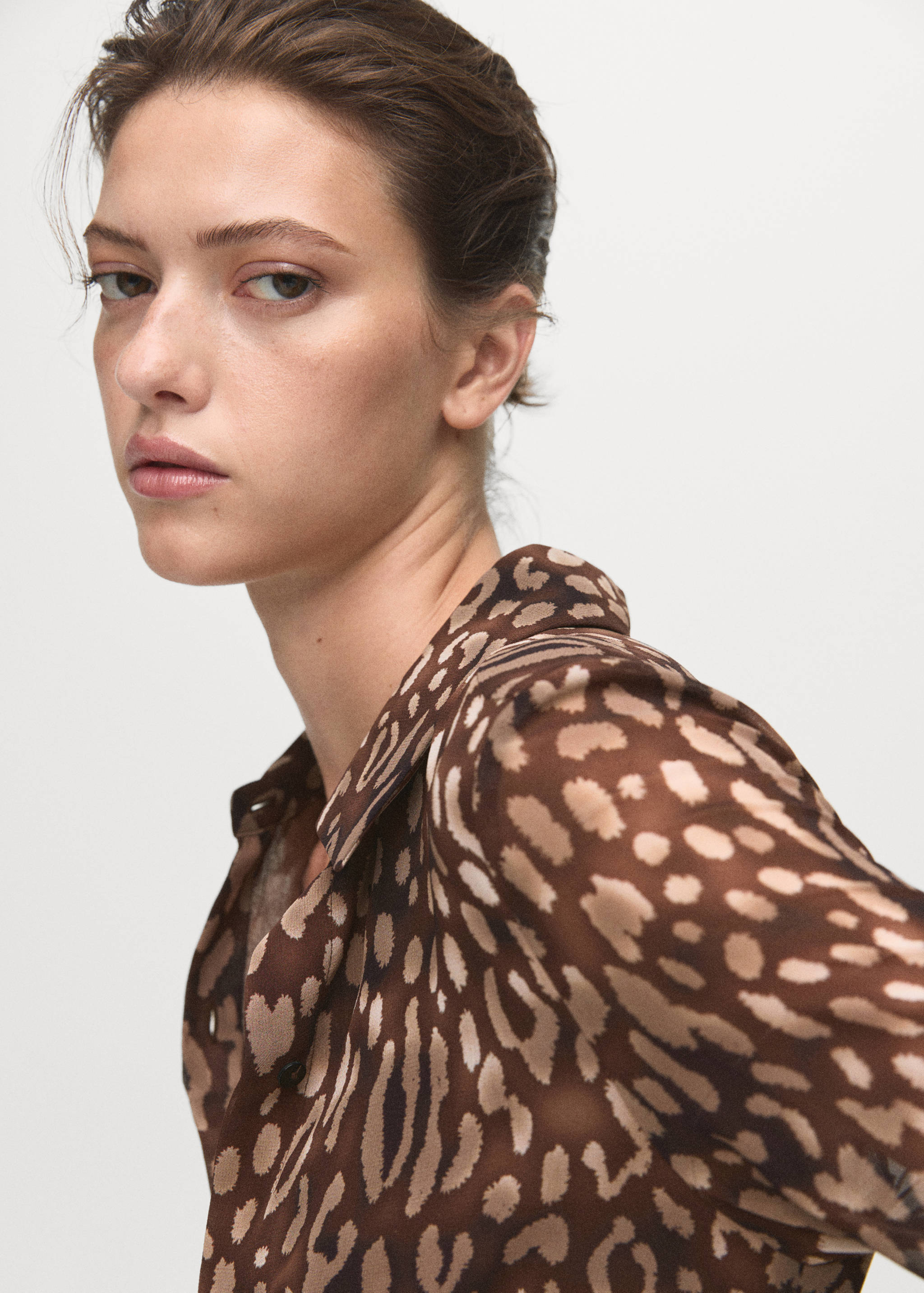 Leopard-print shirt dress with belt - Details of the article 1