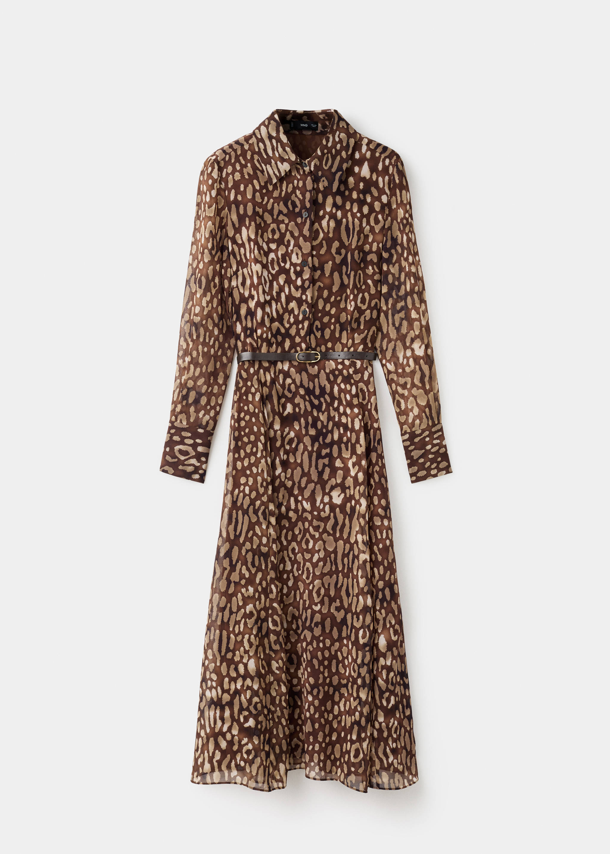 Leopard-print shirt dress with belt - Article without model