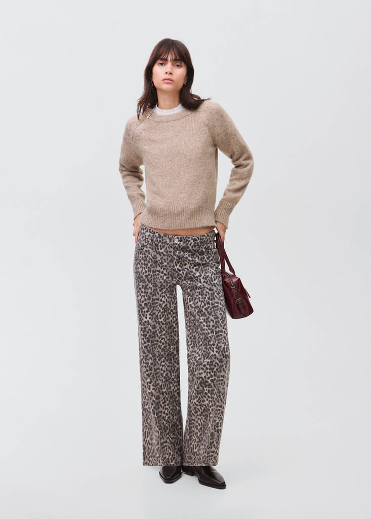 Zip knit sweater — Brown