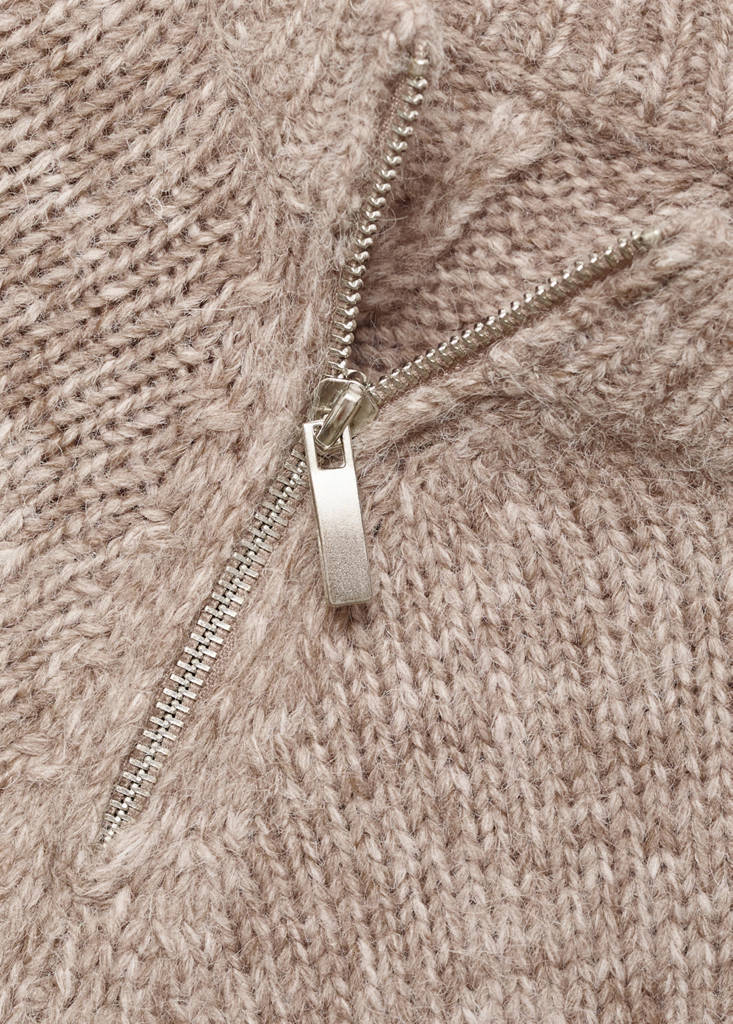 Zip knit sweater — Brown