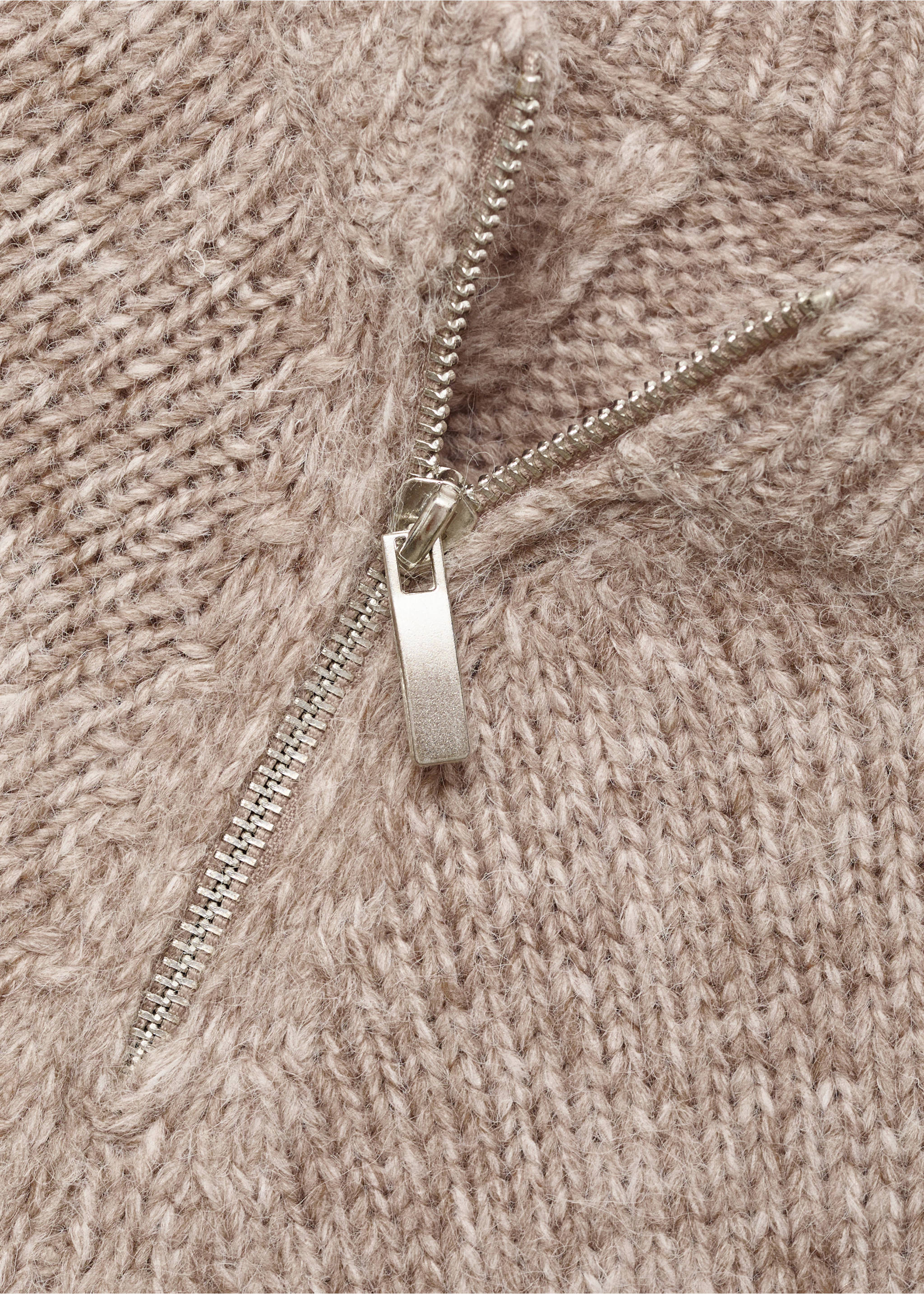 Трикотажный джемпер с молнией - Деталь изделия 8, Коричневый. Ref: 17026332-00.