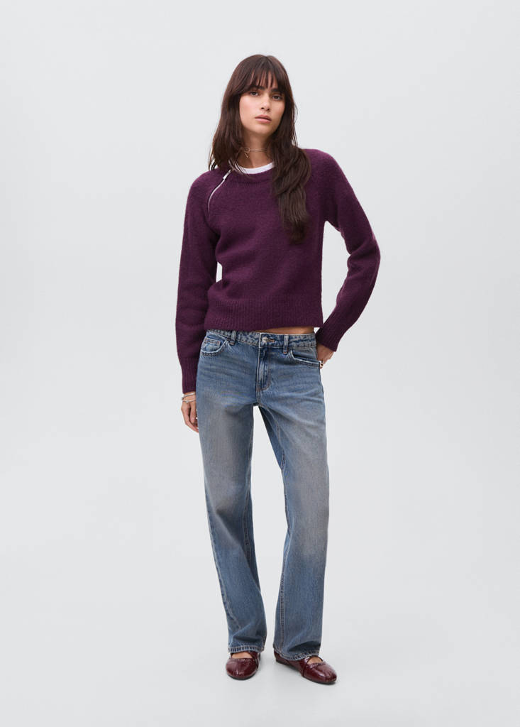 Zip knit sweater — Maroon