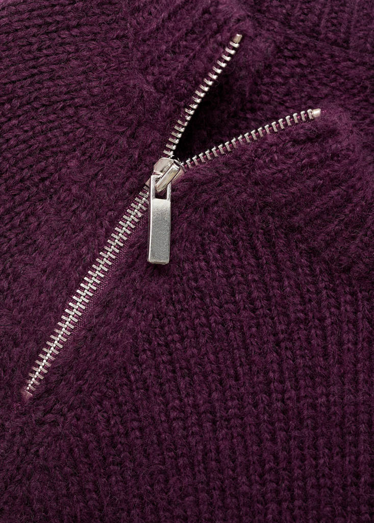 Zip knit sweater — Maroon