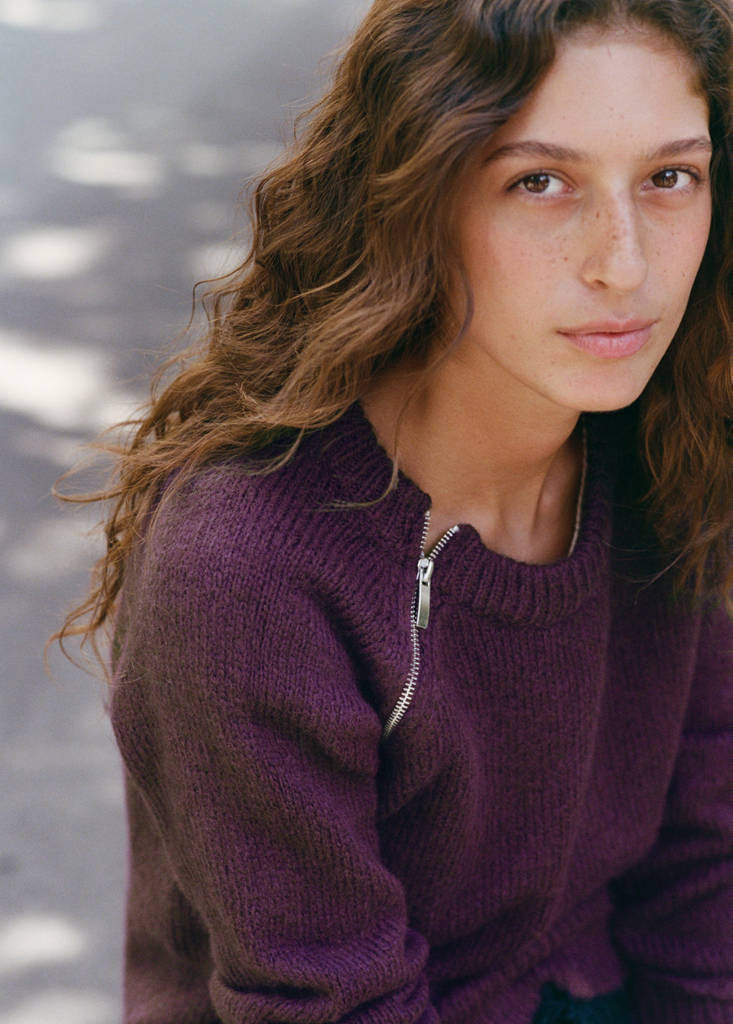 Zip knit sweater — Maroon