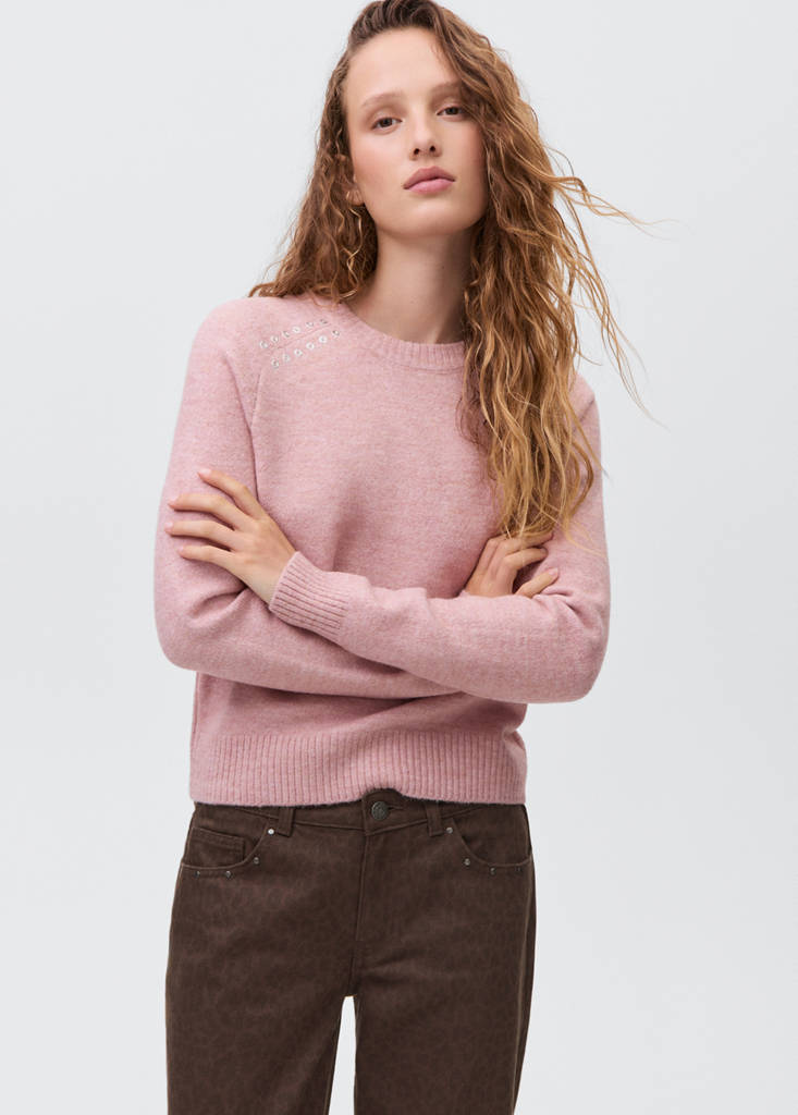 Studded knitted sweater — Pastel Pink