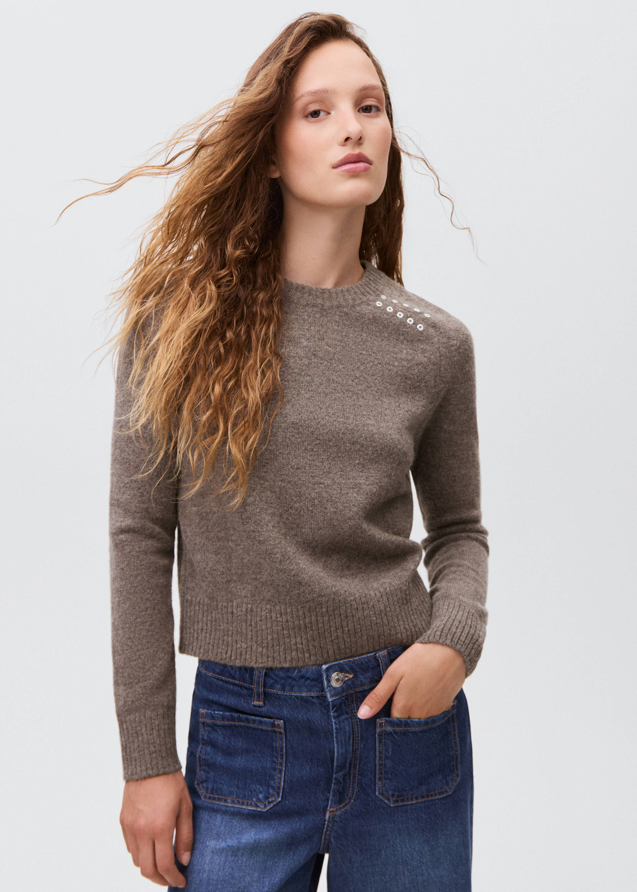 Studded knitted sweater - Medium plane