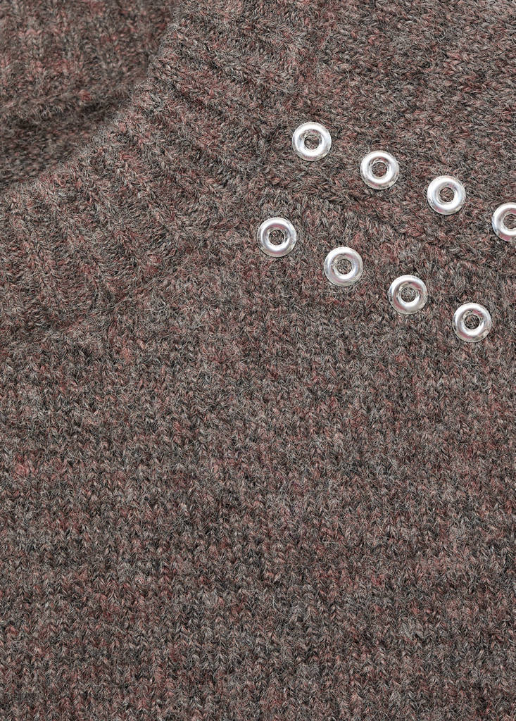 Studded knitted sweater — Brown