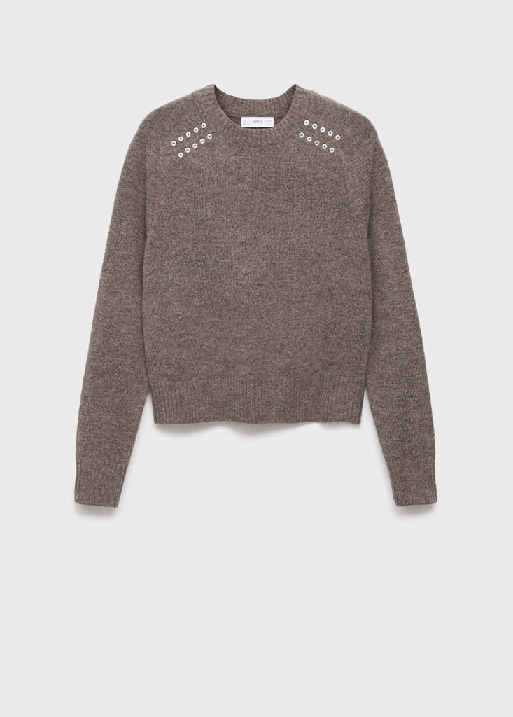 Studded knitted sweater — Brown