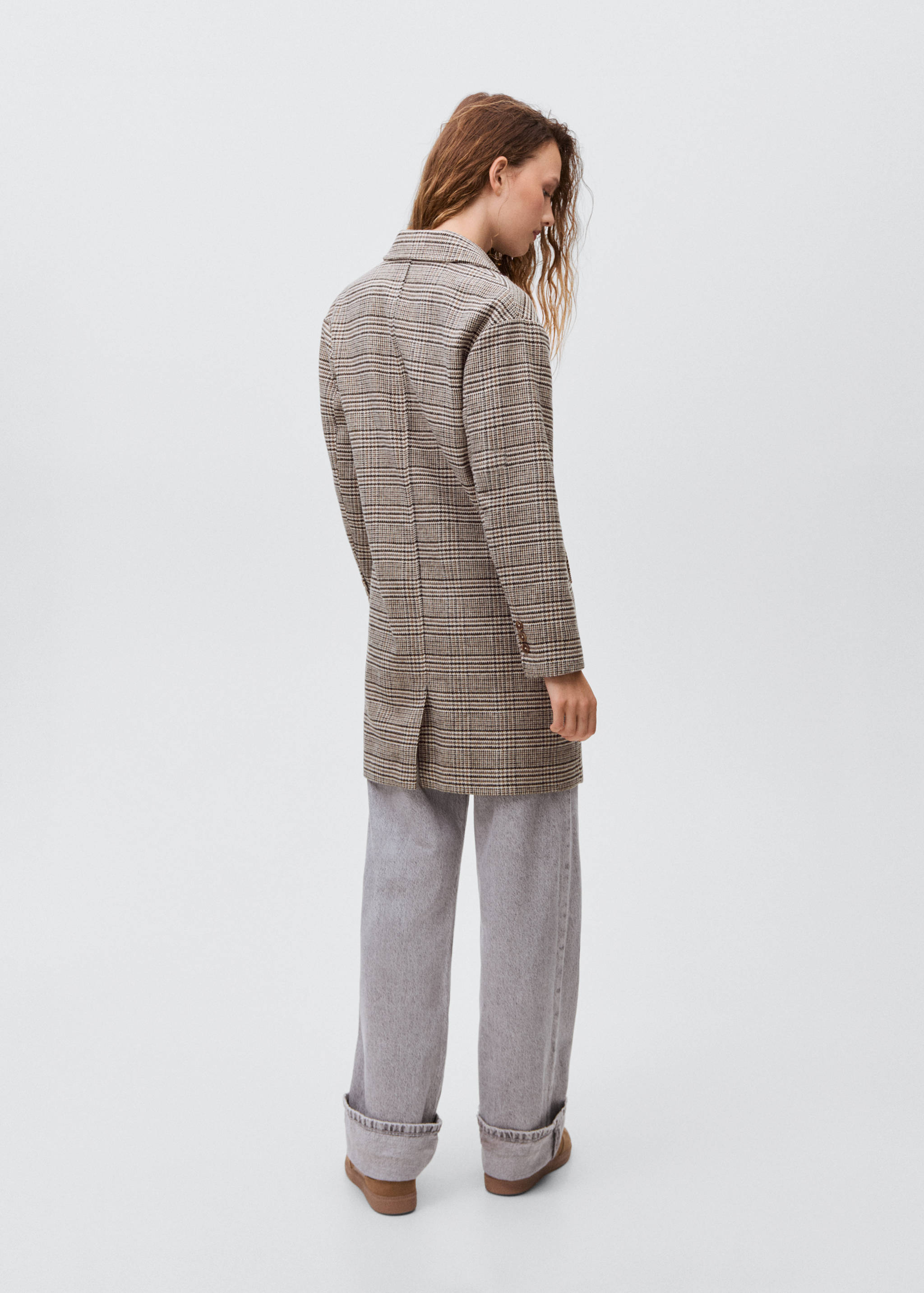 Check wool-blend coat - Reverse of the article