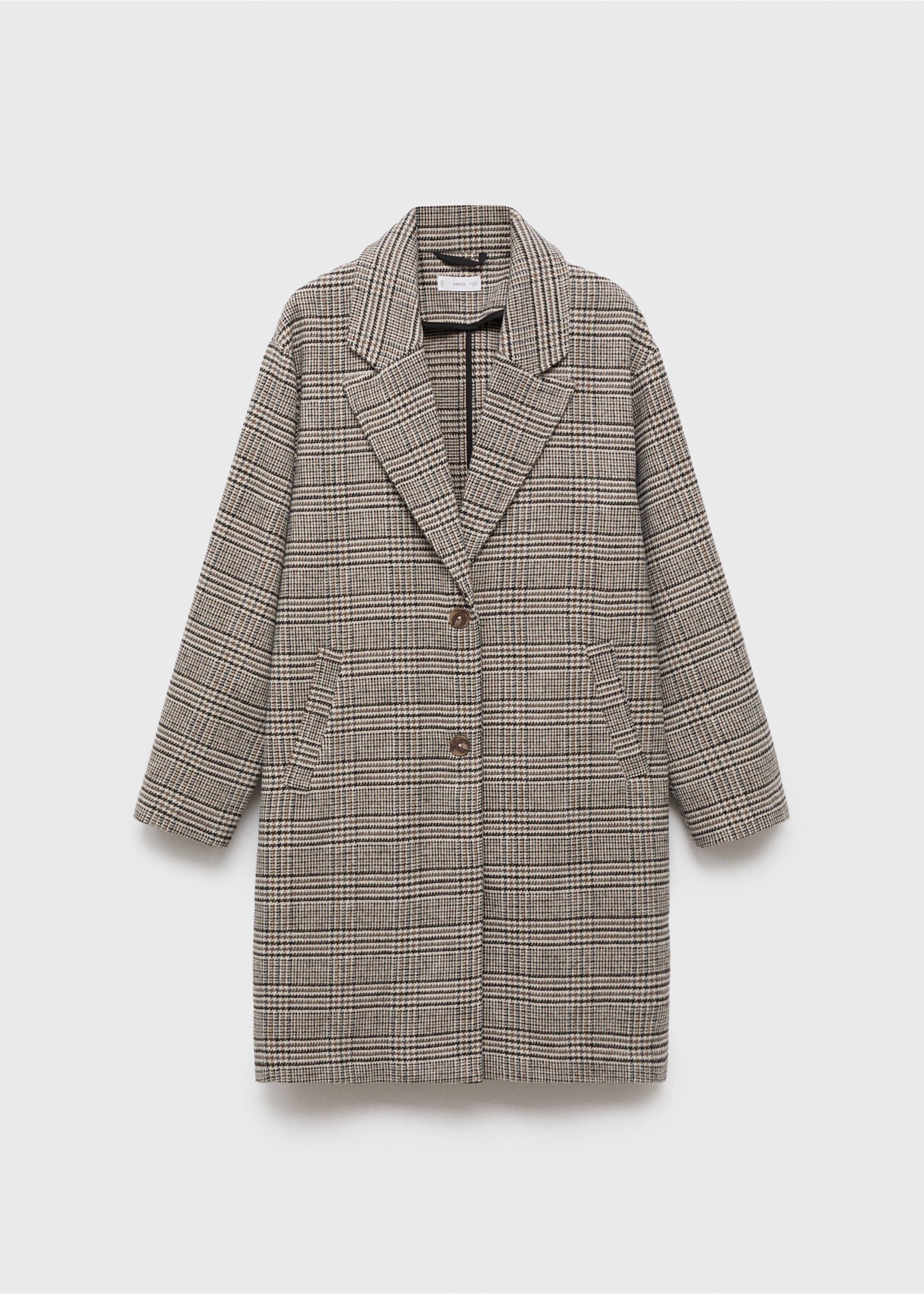 Check wool-blend coat - Article without model, Beige. Ref: 17026336-00.