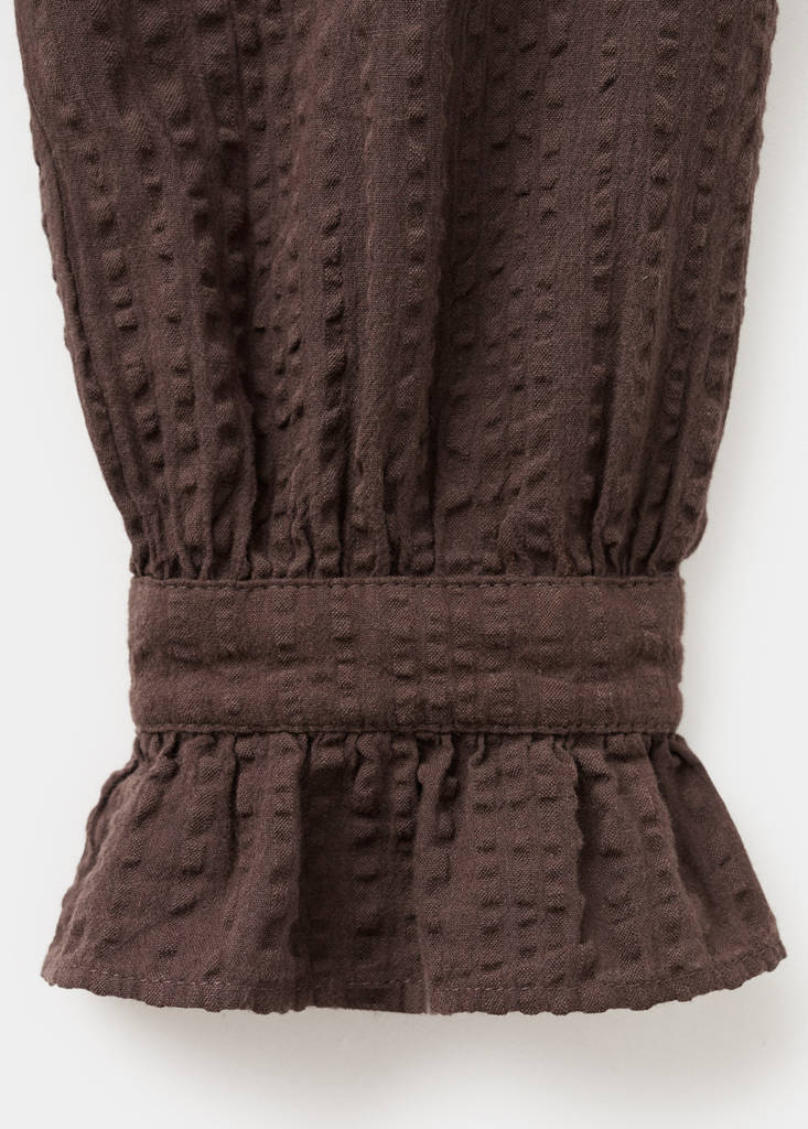 Ruched sleeve blouse — Brown
