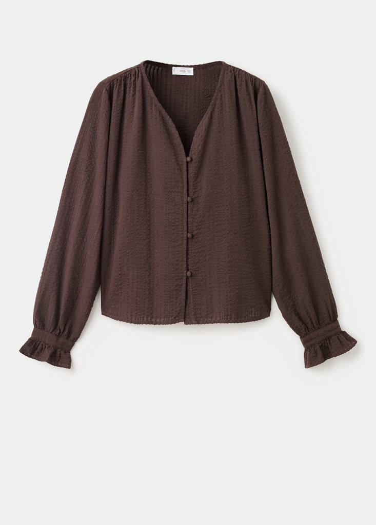 Ruched sleeve blouse — Brown