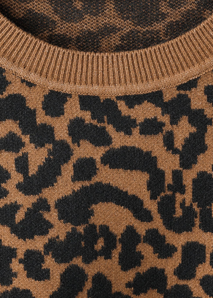 Leopard-print knitted sweater — Ecru