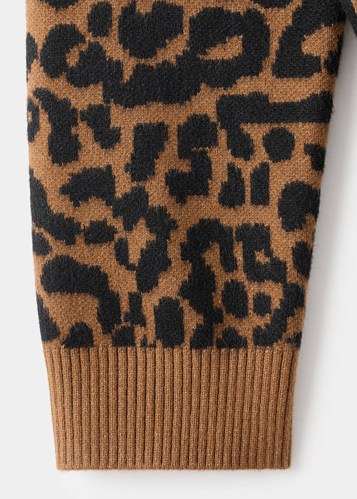 Leopard-print knitted sweater — Ecru