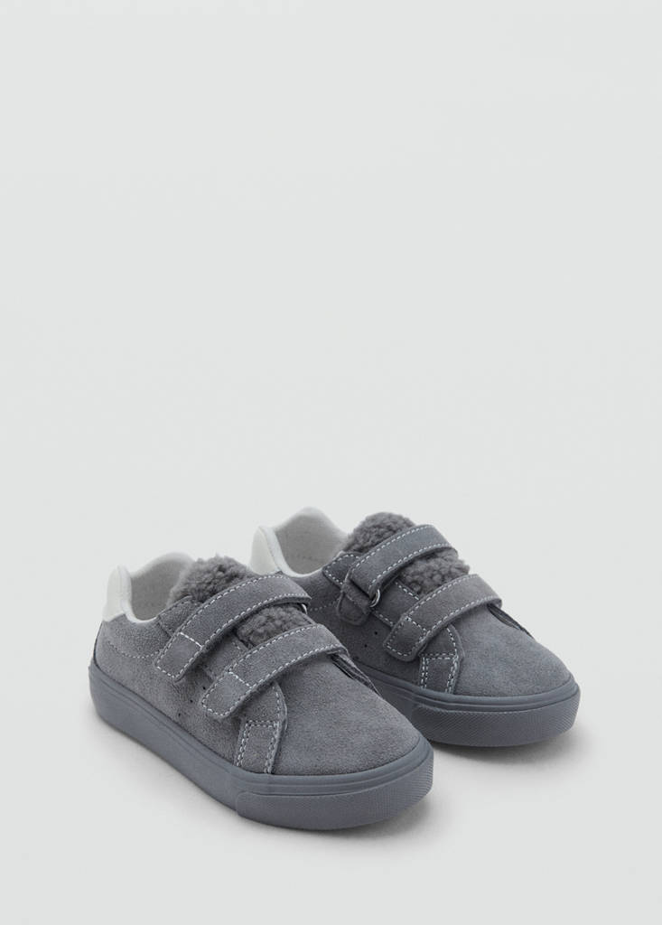Leather mixed sneakers — Charcoal
