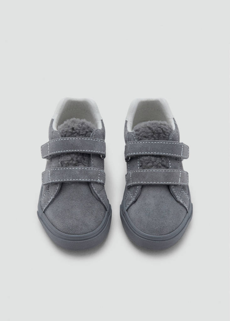 Leather mixed sneakers — Charcoal