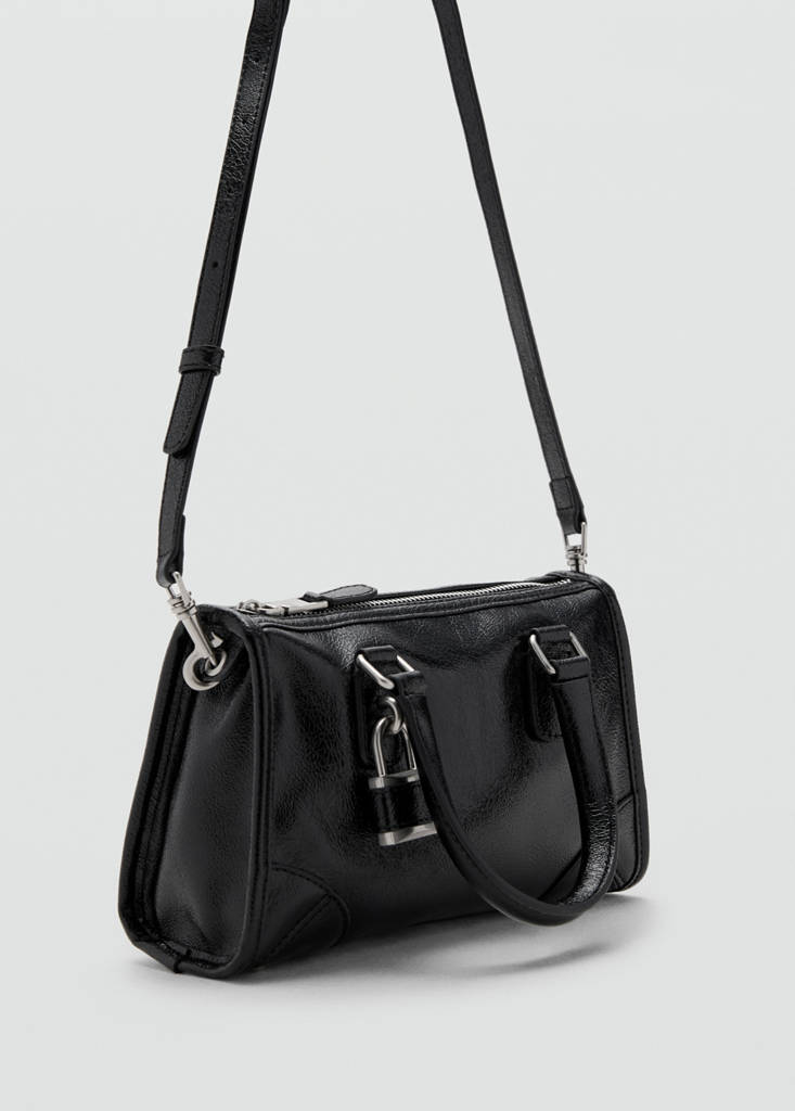 Mini shiny handbag with handles — Black
