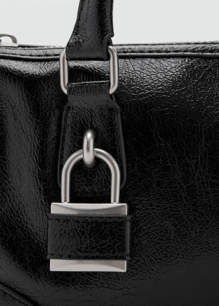Mini shiny handbag with handles — Black