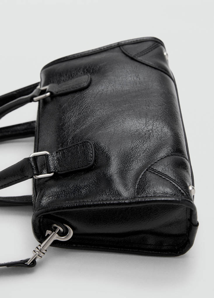 Mini shiny handbag with handles — Black