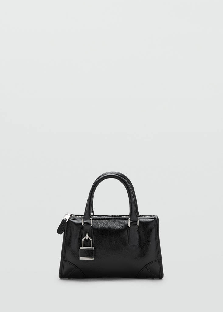 Mini shiny handbag with handles — Black