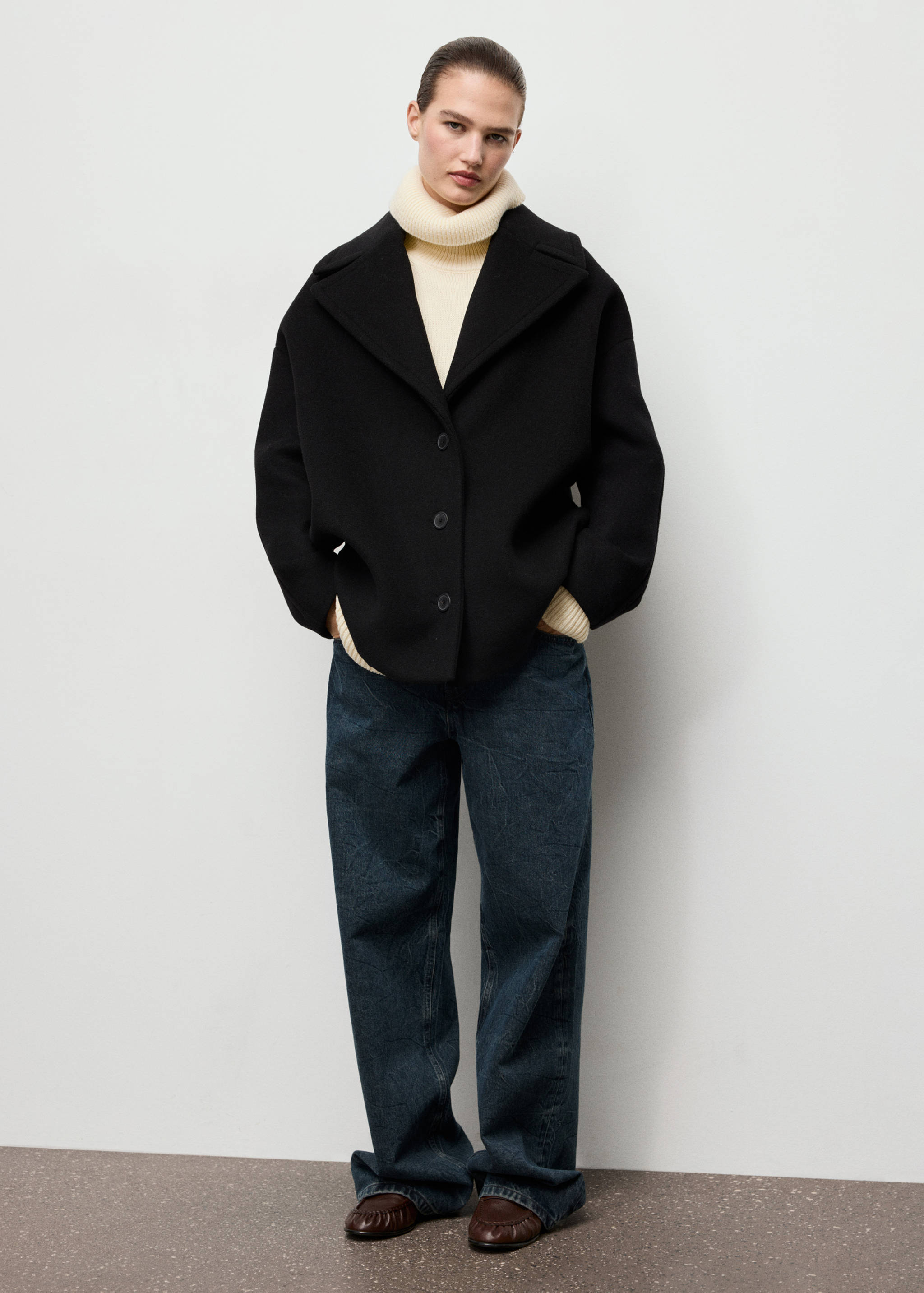 Oversized short wool coat - General plane
