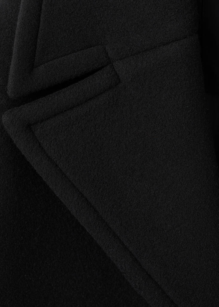 Oversized short wool coat — Black
