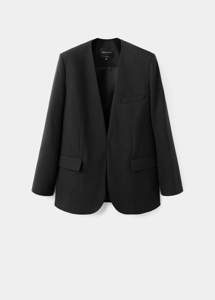 Suit blazer without lapels — Black