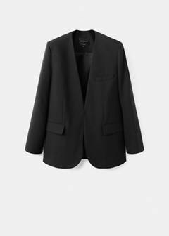 Suit blazer without lapels — Black 5