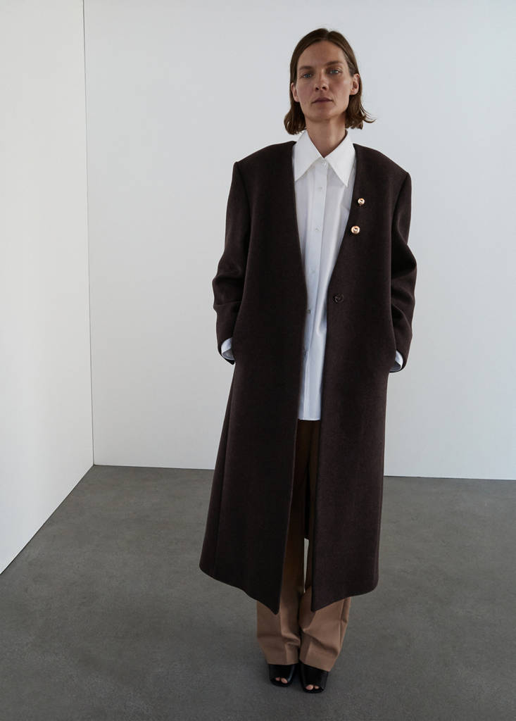 Long wool coat — Chocolate