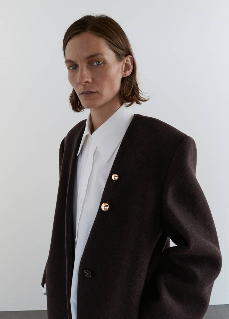Long wool coat — Chocolate