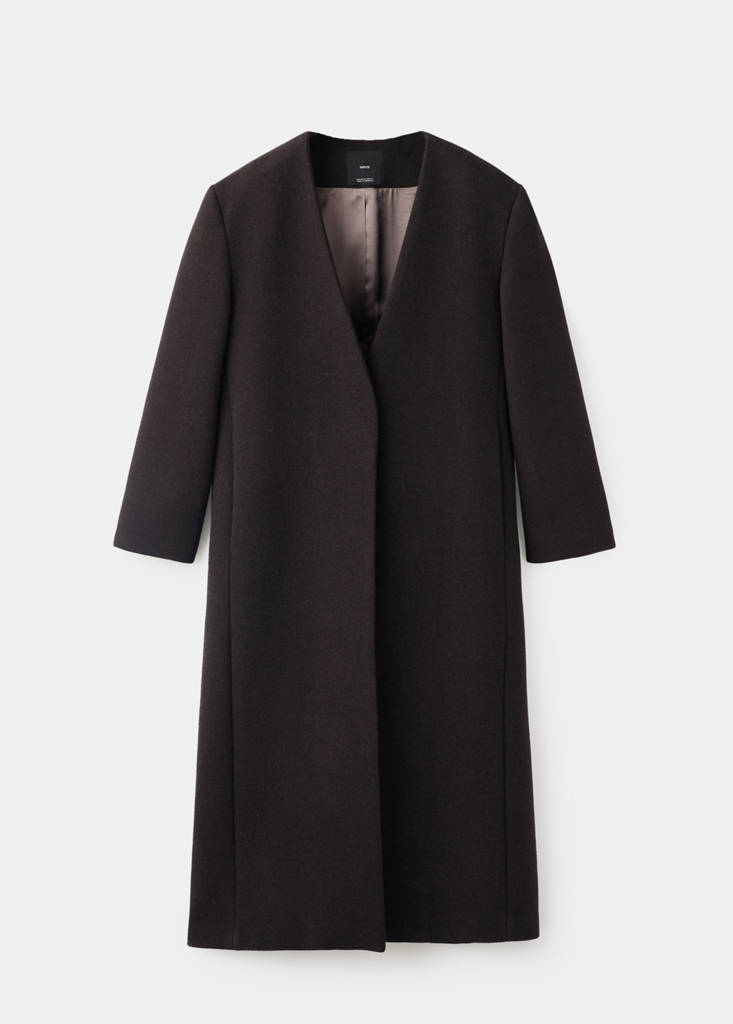 Long wool coat — Chocolate