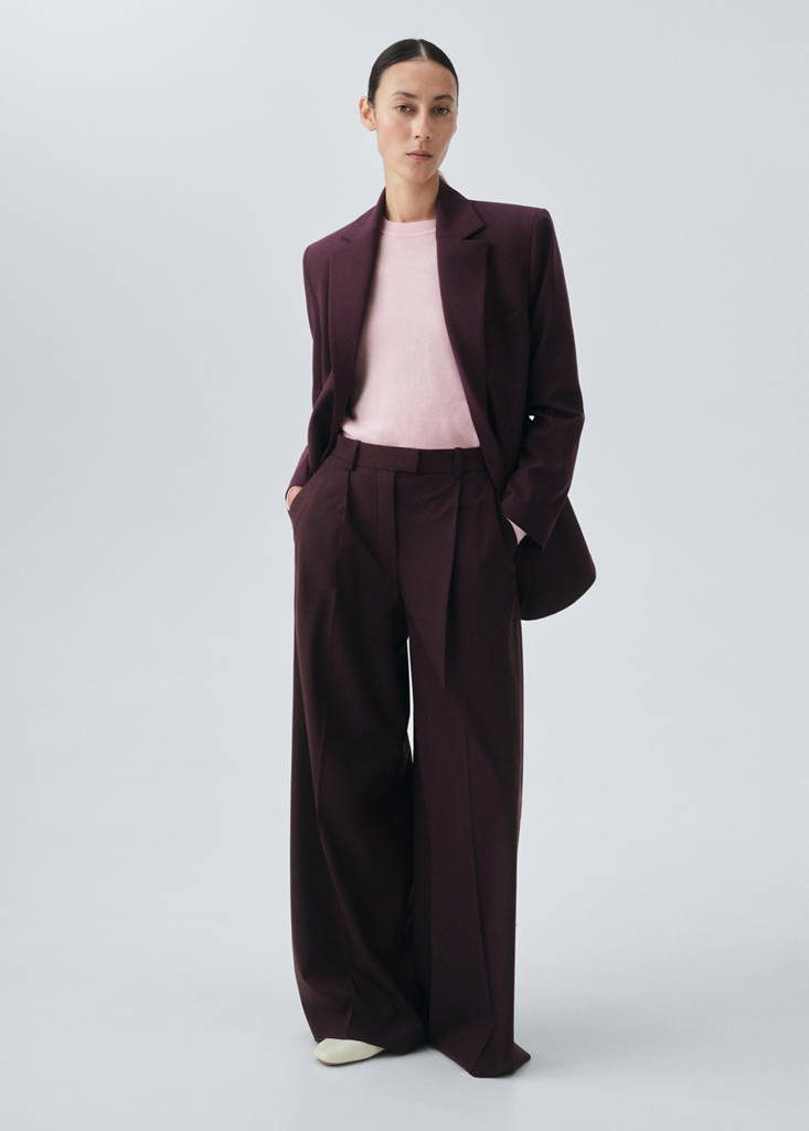 Wool-blend suit blazer — Maroon
