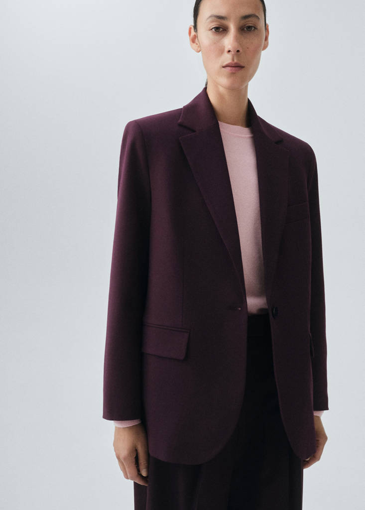 Wool-blend suit blazer — Maroon