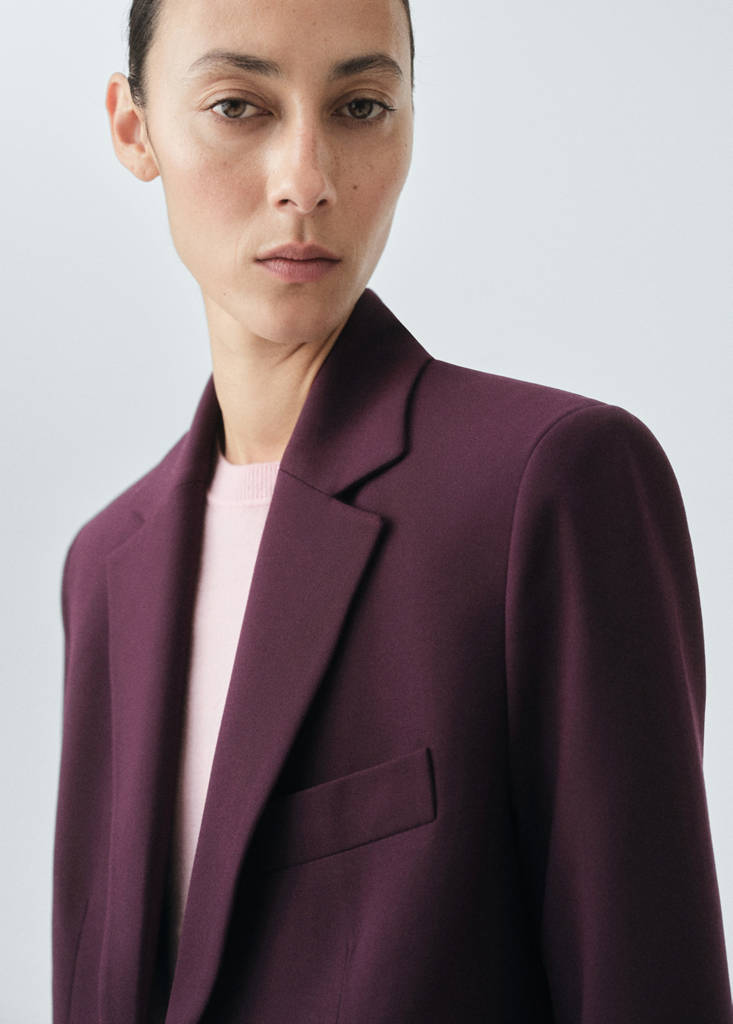 Wool-blend suit blazer — Maroon