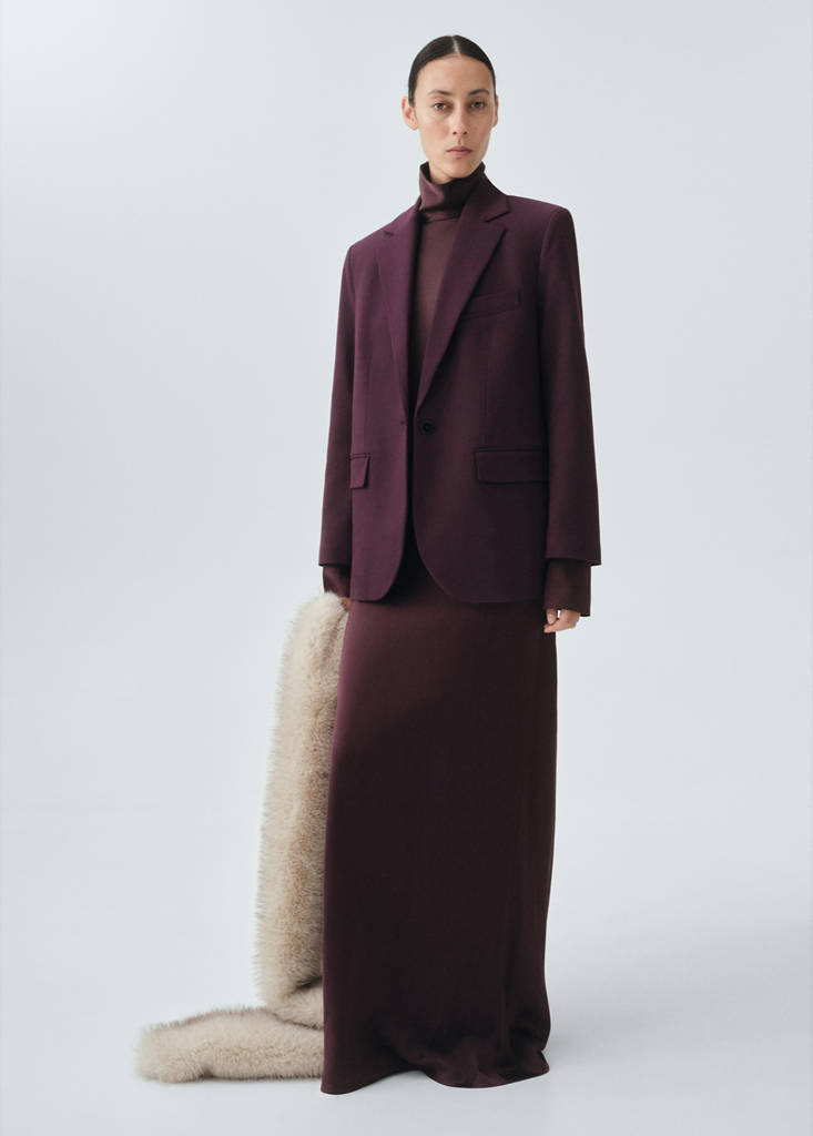 Wool-blend suit blazer — Maroon