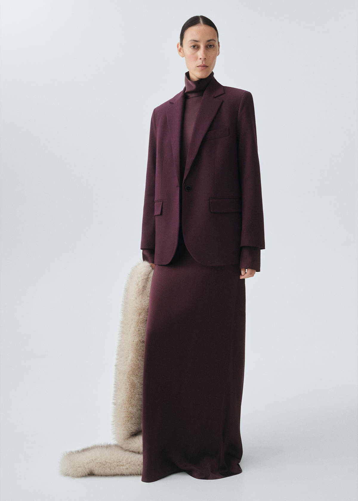 Wool-blend suit blazer — Maroon