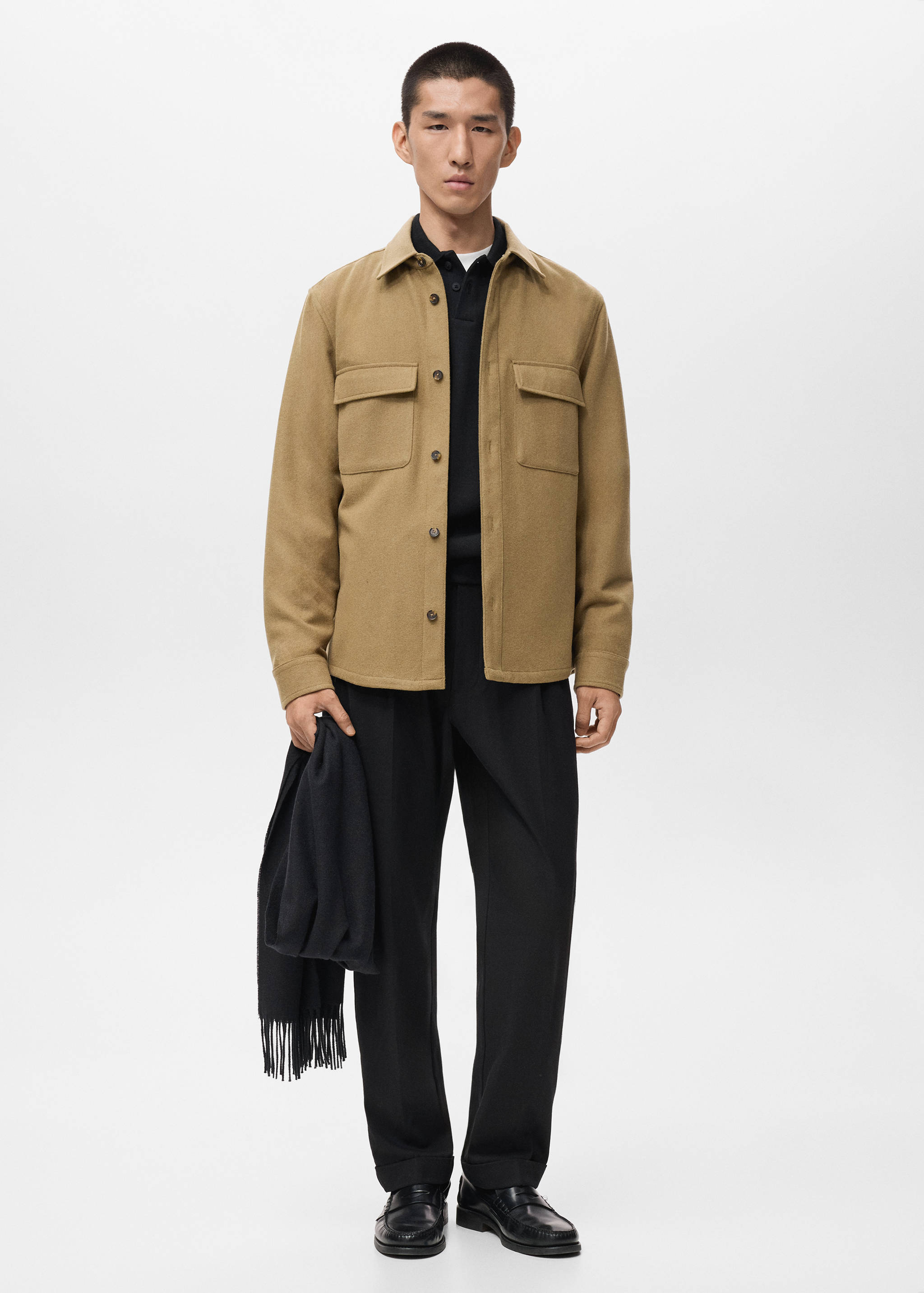 Wool overshirt with pockets - General plane