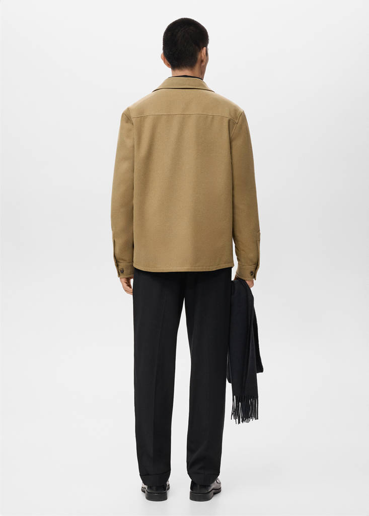 Wool overshirt with pockets — Medium Brown