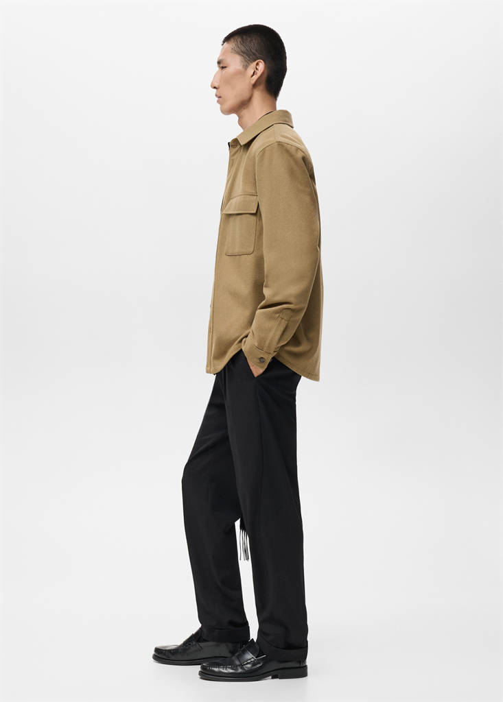 Wool overshirt with pockets — Medium Brown