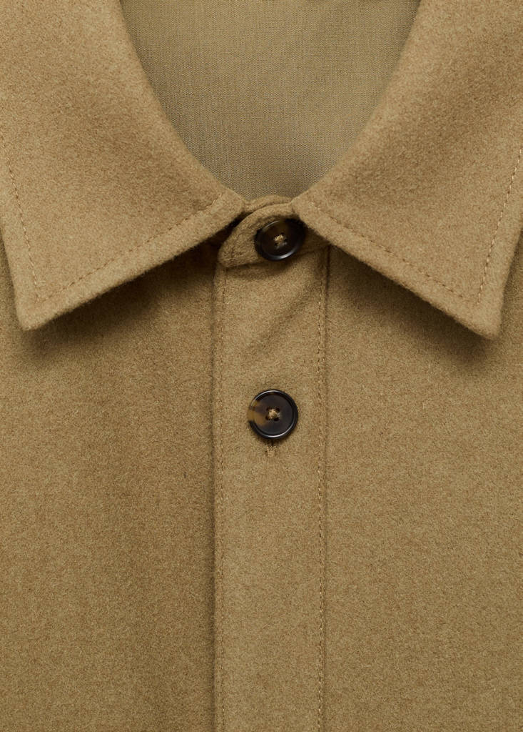 Wool overshirt with pockets — Medium Brown