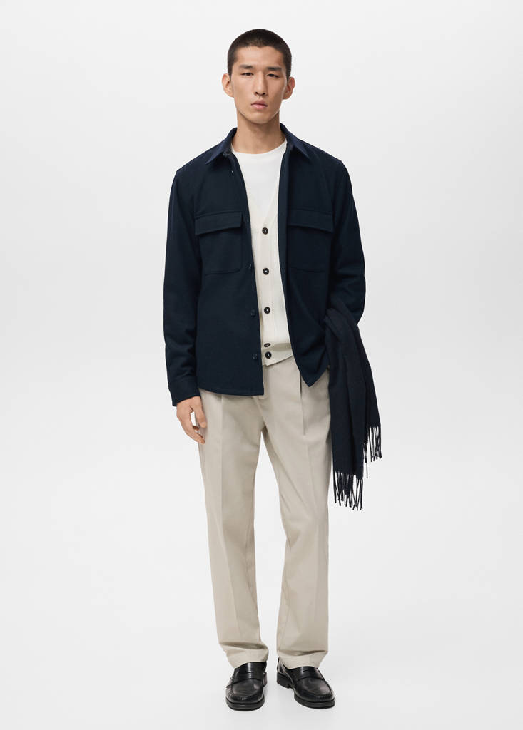 Wool overshirt with pockets — Dark Navy