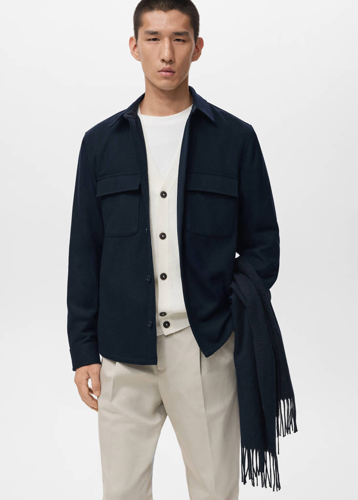 Wool overshirt with pockets — Dark Navy